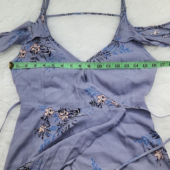 ASTR the label Womens Gwyn Floral Print Cold Shoulder Midi Dress Size Small Blue - Picture 7 of 11